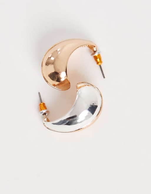 Accessorize mixed metal drop curve earrings in multi