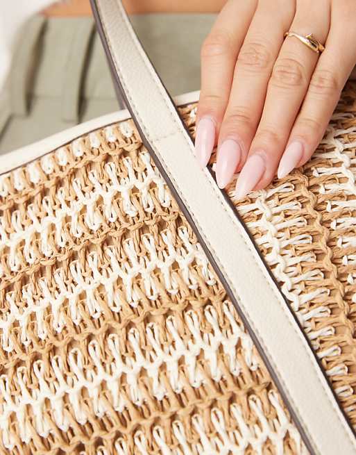 Accessorize Mixed Weave Shoulder Bag In Neutral