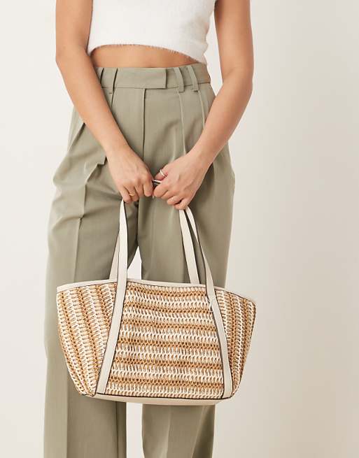 Accessorize mixed weave shoulder bag in neutral
