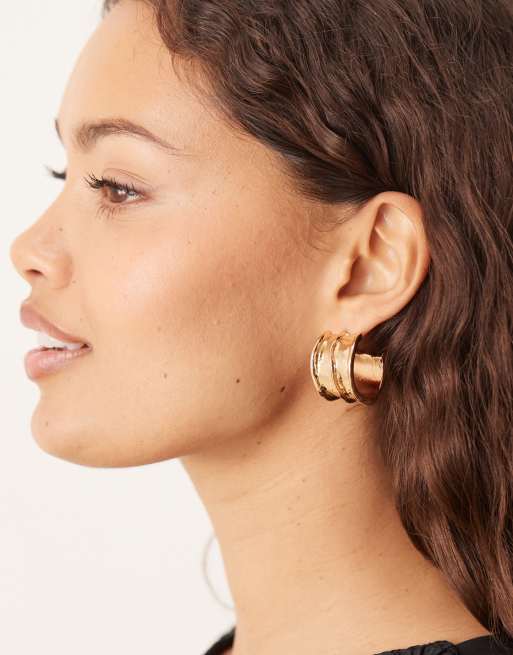 Accessorize Ocean Waves Wide Hoop Earrings In Gold