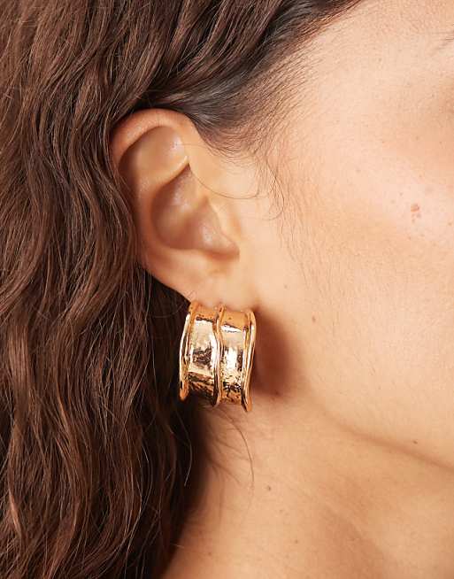 Accessorize ocean waves wide hoop earrings in gold