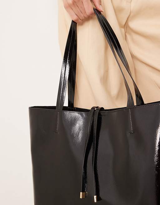 Accessorize Patent Tote Bag In Black