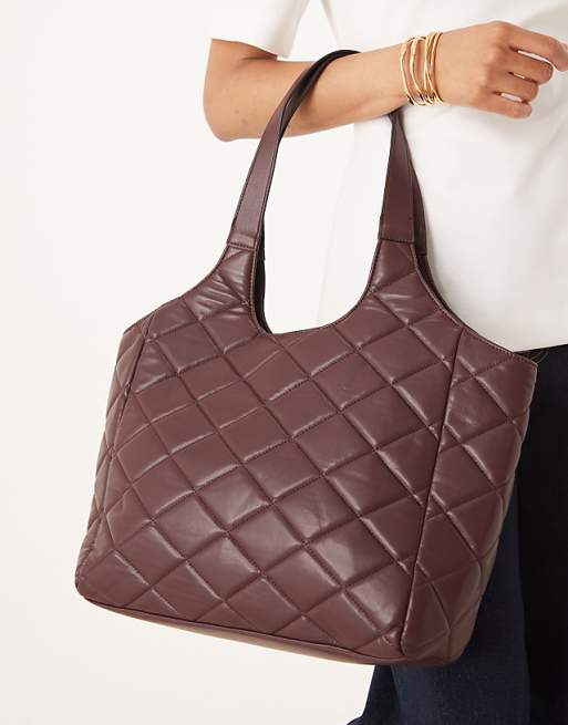 Accessorize Quilted Shoulder Bag In Burgundy