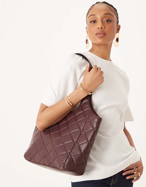Accessorize Quilted Shoulder Bag In Burgundy