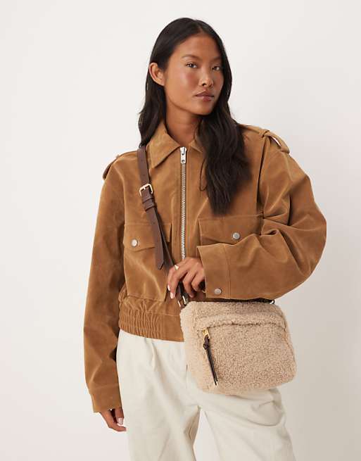 Accessorize shearling crossbody bag in cream