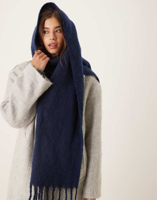 Accessorize Skinny Super Fluffy Scarf In Navy