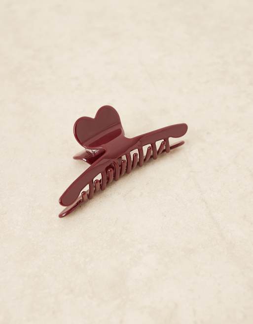 Accessorize Sophie Heart Hairclip In Burgundy