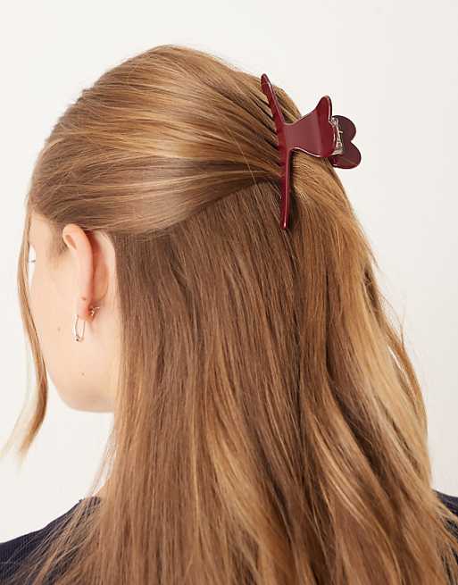 Accessorize sophie heart hairclip in burgundy