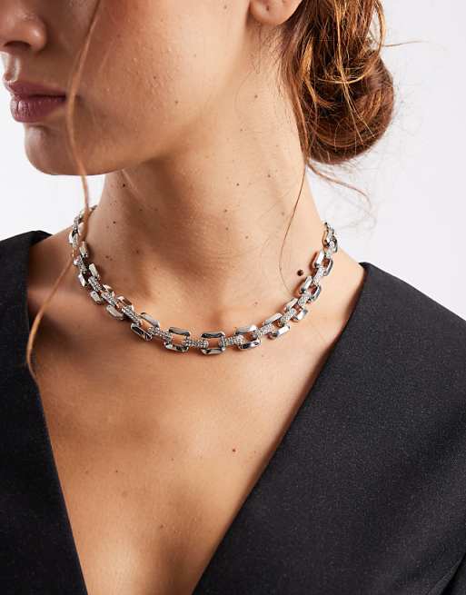 Accessorize sparkle chain necklace in silver