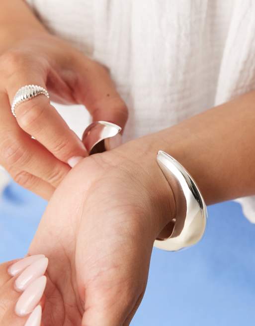 Accessorize Square Chunky Cuff In Silver