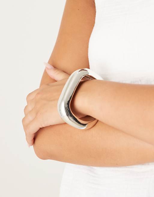 Accessorize square chunky cuff in silver