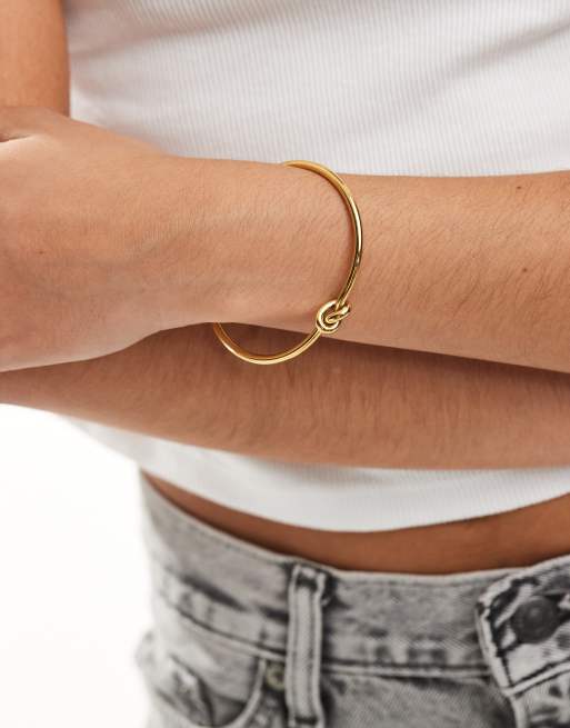 Accessorize Stainless Steel Knot Bangle Bracelet In Gold