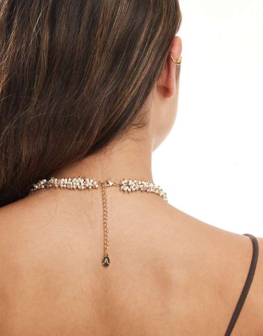 Accessorize Statement Chilli And Pearl Charm Beaded Necklace In Gold