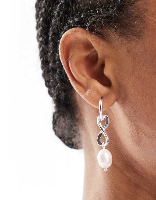 Accessorize Sterling Silver Plated Drop Pearl Earrings In Silver