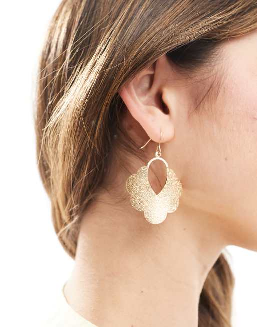 Accessorize Textured Cloud Drop Earrings In Gold