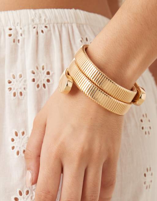 Accessorize Wrapped Bangle In Gold