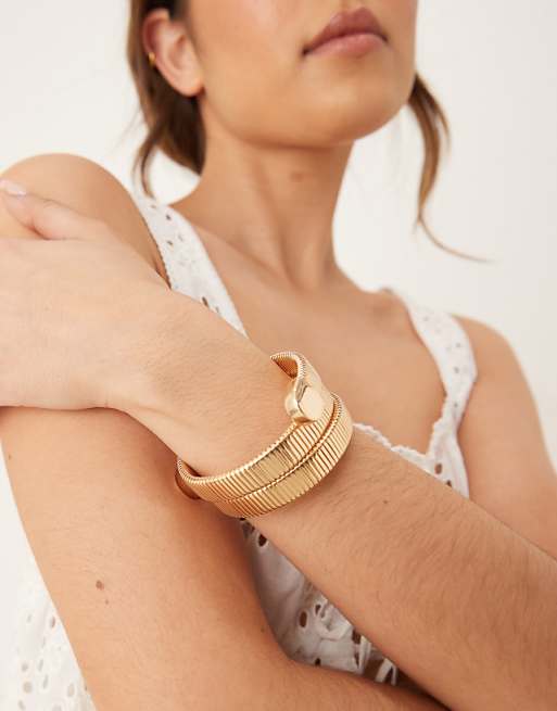Accessorize wrapped bangle in gold