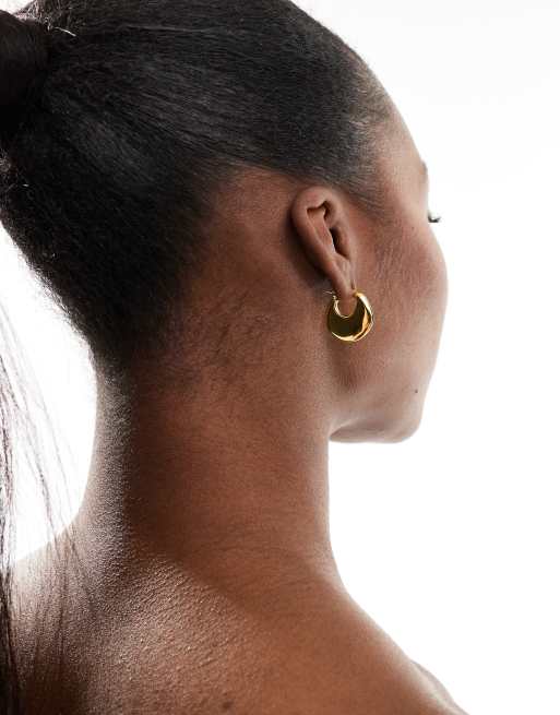 Accessorize Z Chunky Fan Hoops In 14k Gold Plated