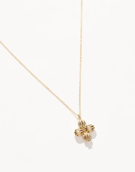 Accessorize Z Chunky Plain Clover Necklace In 14k Gold Plated