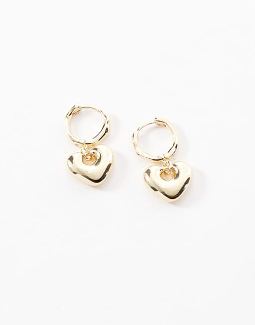 Accessorize Z Heart Drop Earrings In 14k Gold Plated
