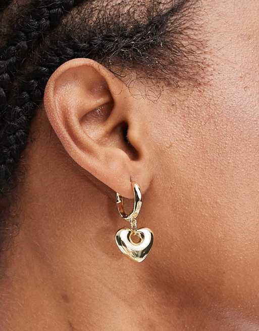 Accessorize Z heart drop earrings in 14k gold plated