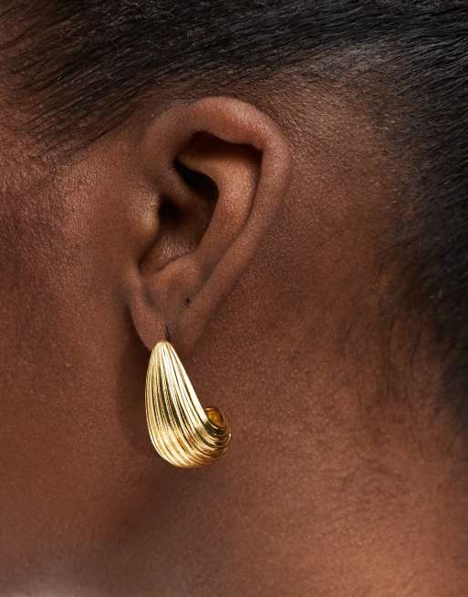 Accessorize Z Ridged Chunky Hoops In 14k Gold Plated