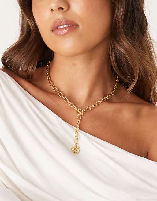 Accessorize z t-bar heart necklace in 14ct gold plated