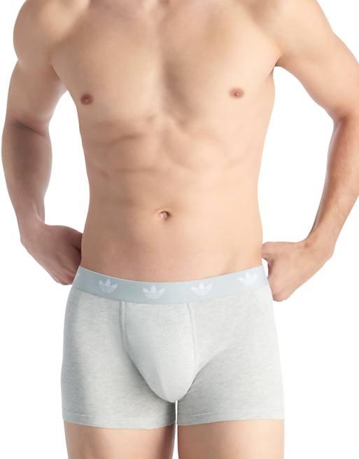 Adidas Originals 3 Pack Comfort Flex Cotton Trunks In Black Grey And White