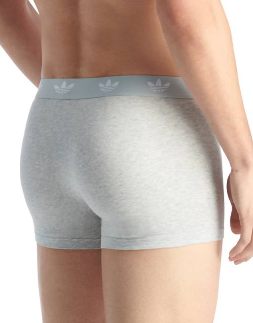Adidas Originals 3 Pack Comfort Flex Cotton Trunks In Black Grey And White