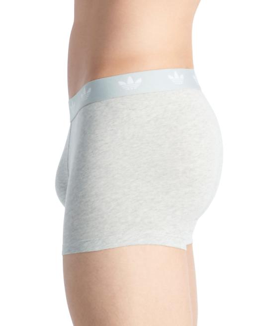 Adidas Originals 3 Pack Comfort Flex Cotton Trunks In Black Grey And White
