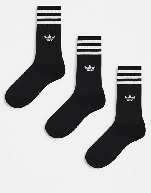 adidas Originals 3 pack solid socks in black