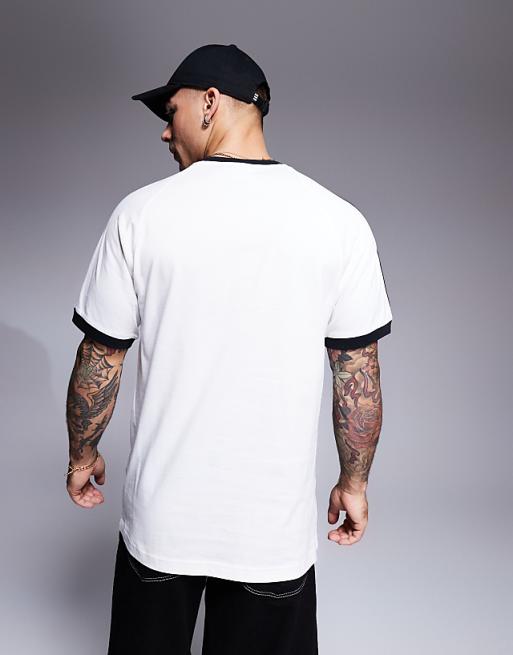 Adidas Originals 3 Stripe Ringer T-shirt In White