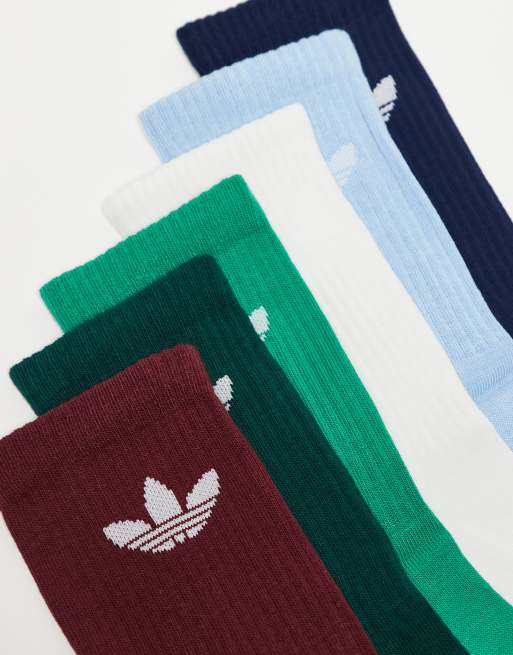 Adidas Originals 6 Pack Crew Socks In Multi