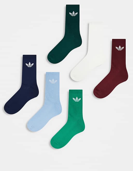 adidas Originals 6 pack crew socks in multi