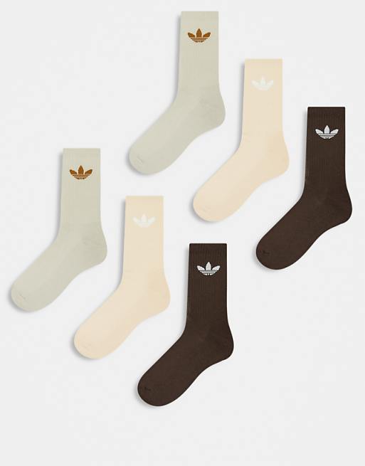adidas Originals 6 pack socks in brown