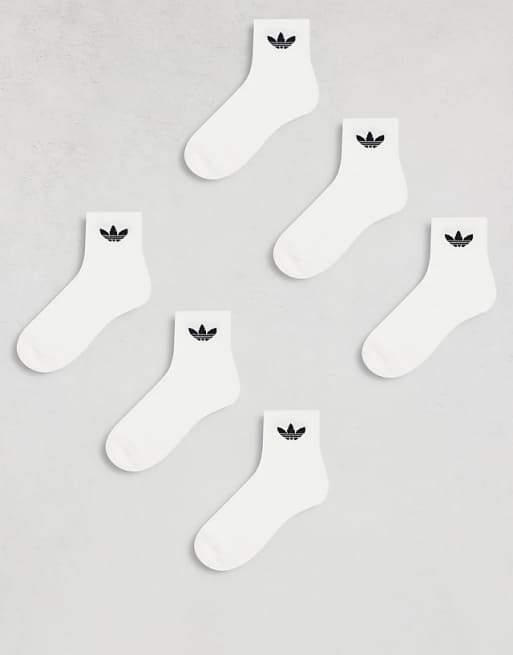 adidas Originals 6 pack trefoil ankle socks in white