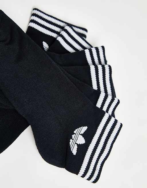 Adidas Originals Adicolor Trefoil 3 Pack Ankle Socks In Black