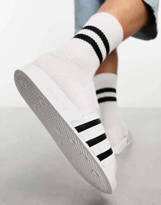 Adidas Originals Adilette Sliders In White And Black