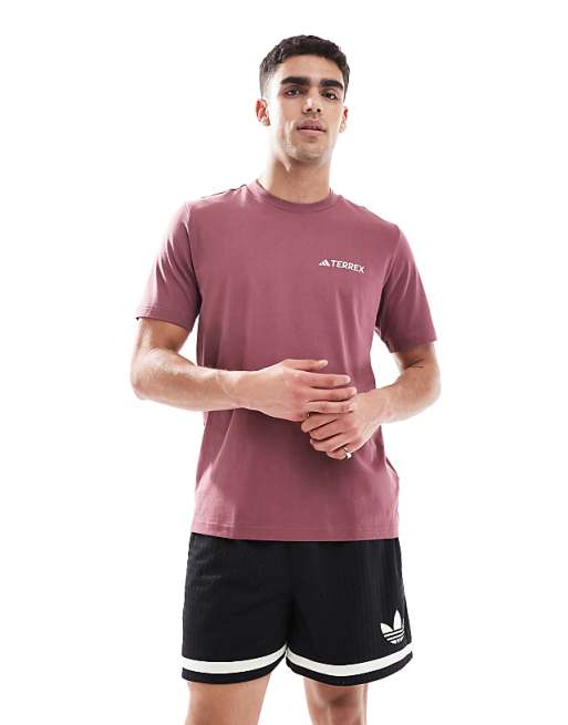Adidas Outdoor Terrex T-shirt With Chest Logo In Burgundy