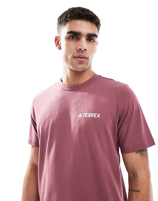 Adidas Outdoor Terrex T-shirt With Chest Logo In Burgundy