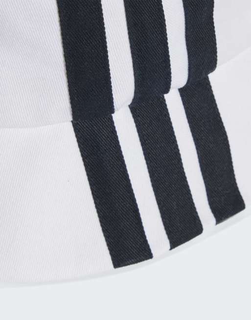 Adidas Performance 3-stripes Bucket Hat In White / Black