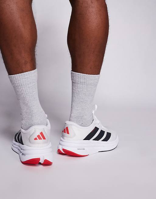 Adidas Running Adistar 4 Trainers In White Black And Red