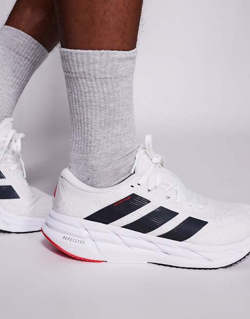 Adidas Running Adistar 4 Trainers In White Black And Red