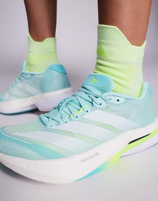 Adidas Running Adizero Boston 13 In Blue And Yellow