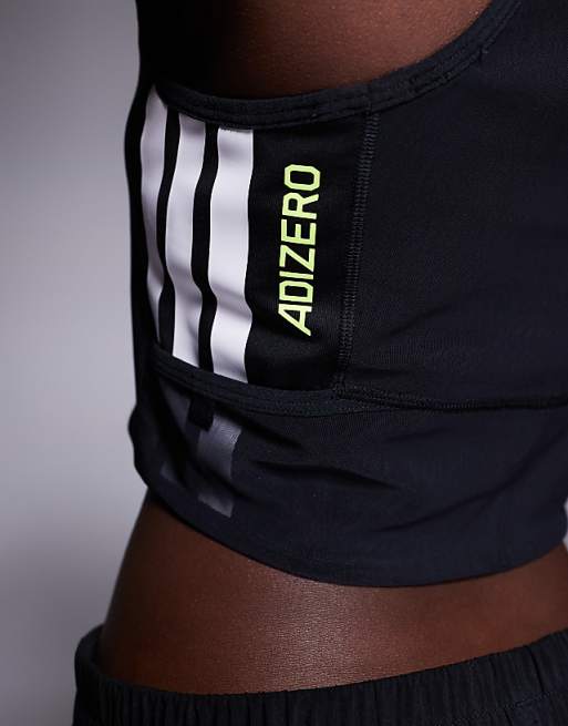 Adidas Running Adizero Crop Top In Black