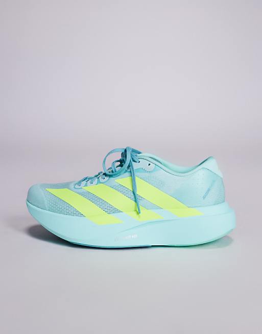 Adidas Running Adizero EVO SL Trainers In Aqua Blue And Yellow