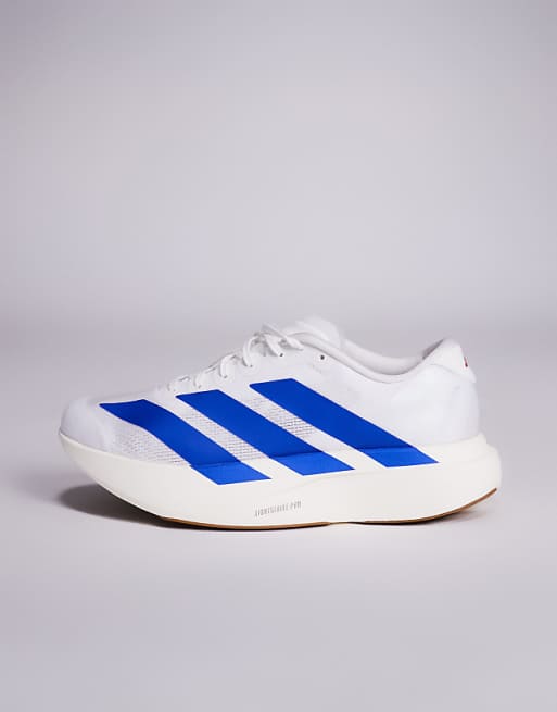 Adidas Running Adizero EVO SL Trainers In White And Blue