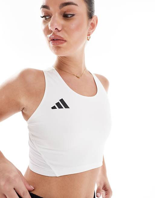 Adidas Running Adizero Tank In White
