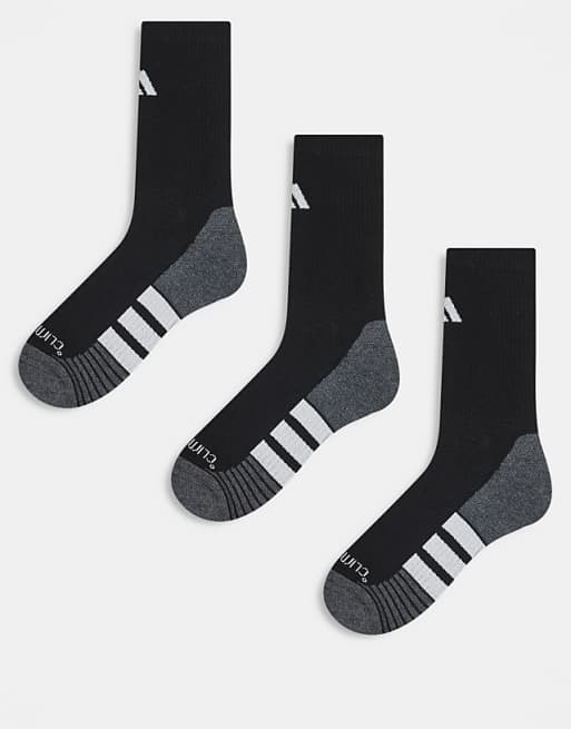 adidas Running crew socks in black and white 3 pack