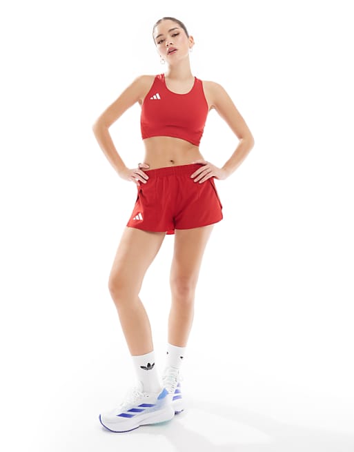 Adidas Running Crop Top In Red